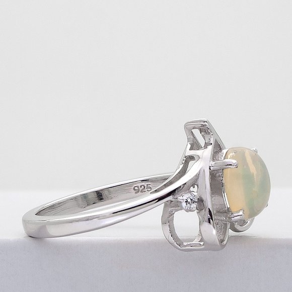 Silver Heart Opal Ring, Real Sterling Silver Stamped 925 Size 8 Ethical Lab Opal - Picture 8 of 9